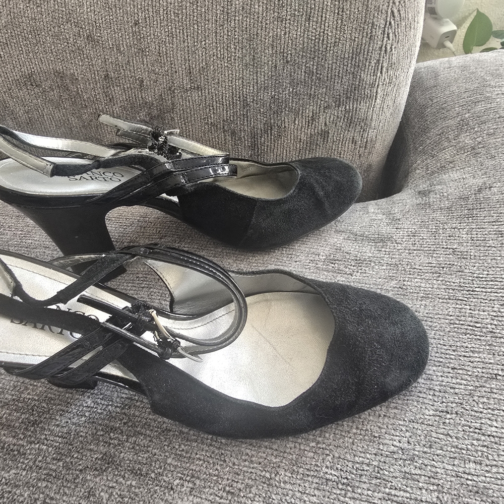 Franco Sarto Black Suede Heels